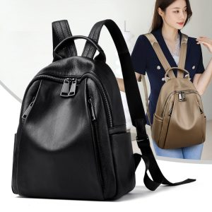 Large-Capacity Genuine Leather Backpack